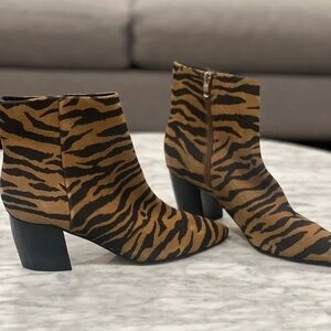 Tiger Stripe Heeled Ankle Boots